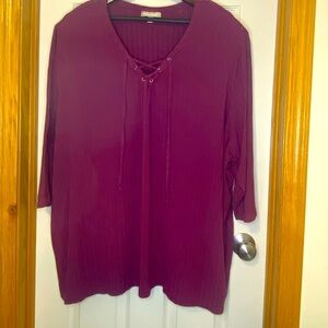 Woman Within ribbed 3/4 sleeve, lightweight top, size 4X (34/36)